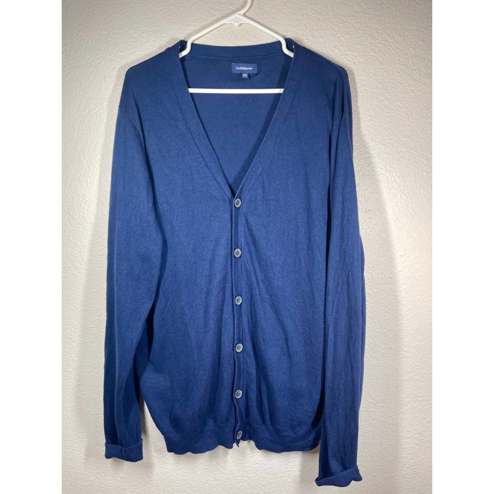 Croft & Barrow Navy Blue XXL Tall Button Front V-Neck Cardigan Sweater unisex